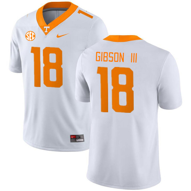 Men #18 Rickey Gibson III Tennessee Volunteers College Football Jerseys Stitched Sale-White - Click Image to Close